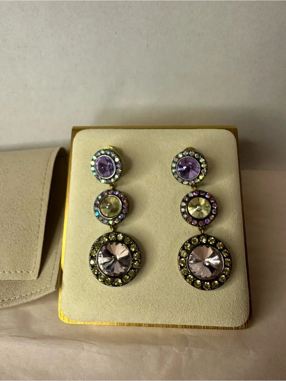 Kurt Geiger Multicolor Octavia Linear Purple Crystal Drop Earrings - Picture 6 of 7
